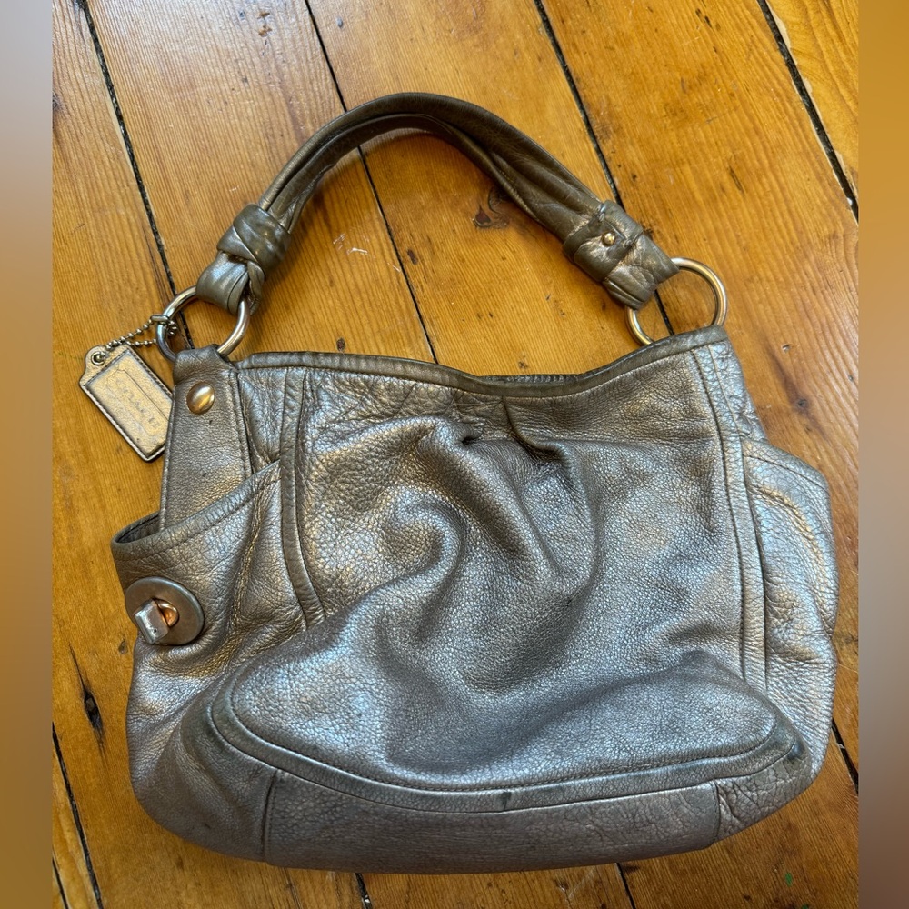 Coach SoHo Metallic‎ Leather Hobo Bag- Gold Bronze